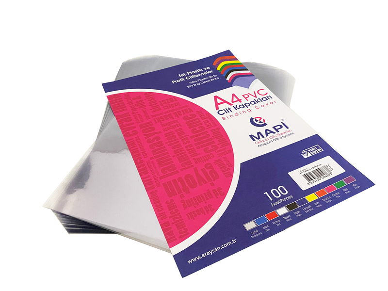 MAPİ A4 PVC ŞEFFAF CİLT KAPAK 100 LÜ
