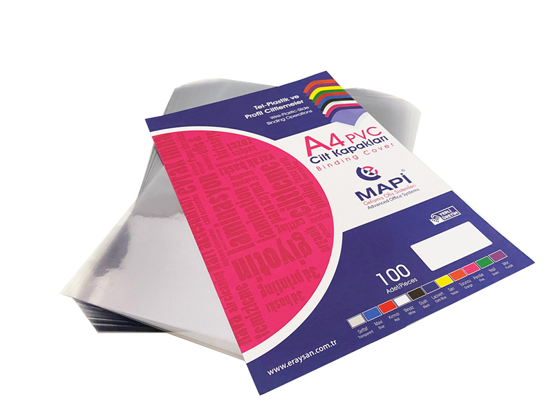 MAPİ A4 PVC ŞEFFAF CİLT KAPAK 200 MİCRON 100 LÜ