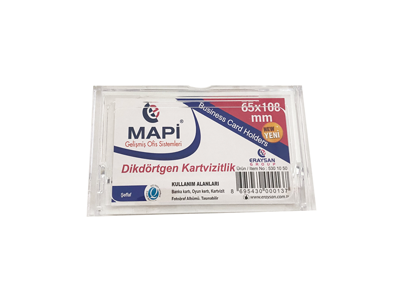 MAPİ AKRİLİK KARTVİZİTLİK DİKDÖRTGEN ŞEFFAF 65X108