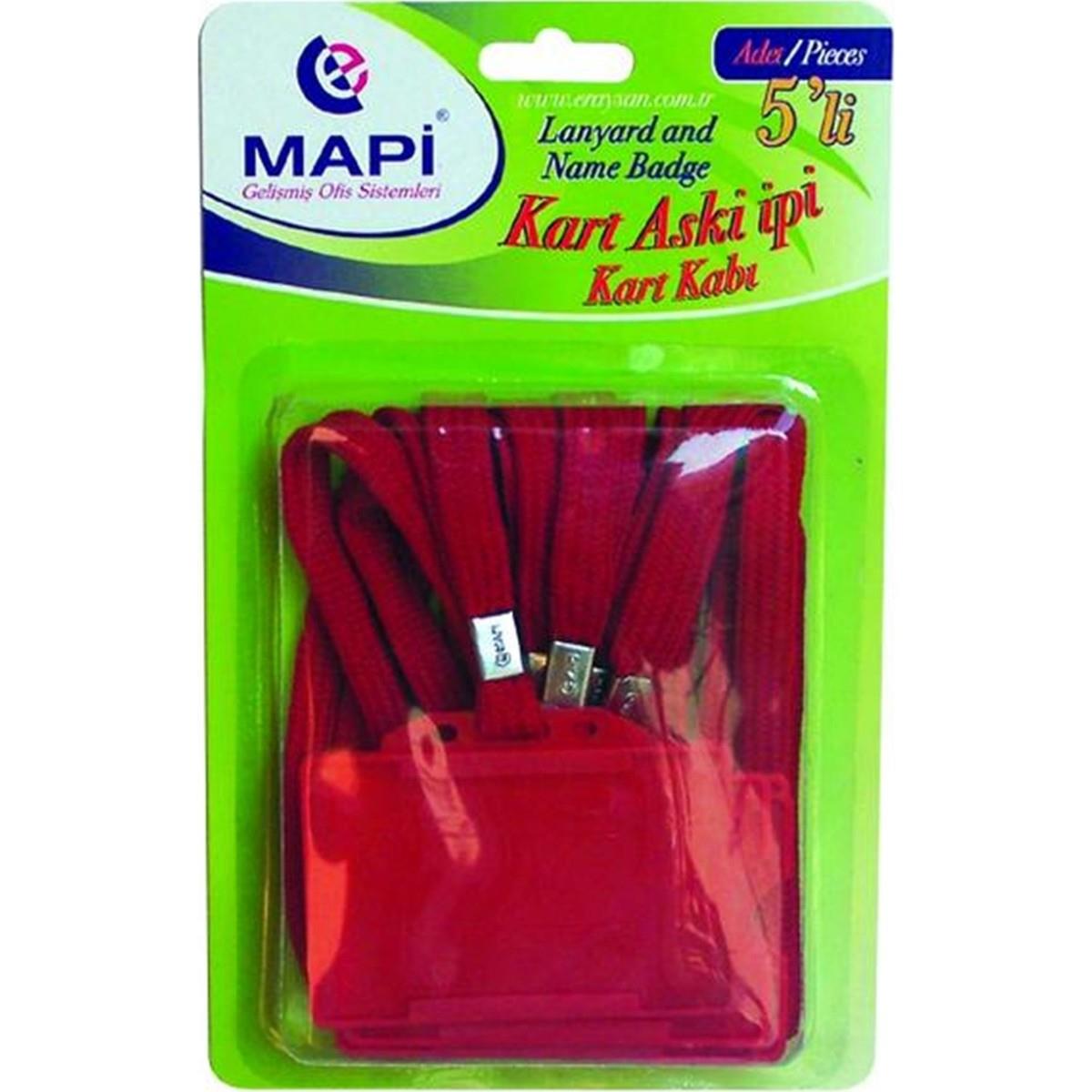 MAPİ ASKI İPLİ KART KABI KIRMIZI 5 Lİ BLİSTERLI
