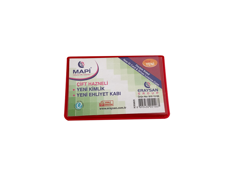 MAPİ ÇİFT HAZNELİ YENİ KİMLİK-EHLİYET KABI KIRMIZI 100'LÜ PAKET