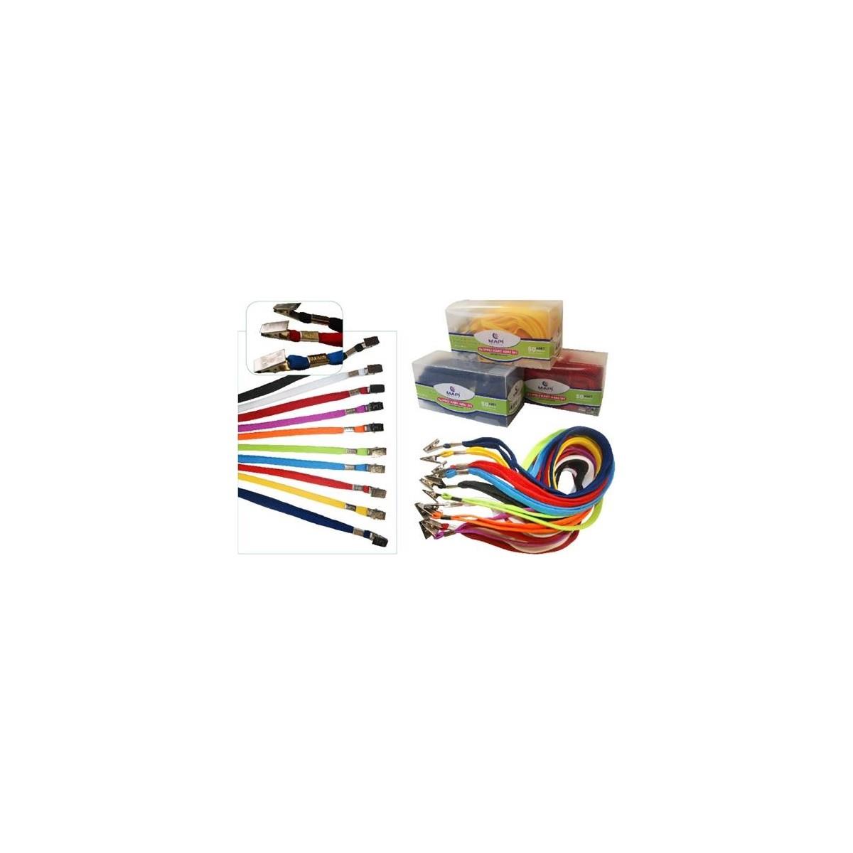 MAPİ METAL KLİPSLİ-POLYESTER DOKUMA KART ASKI İPİ KIRMIZI 50'Lİ PAKET