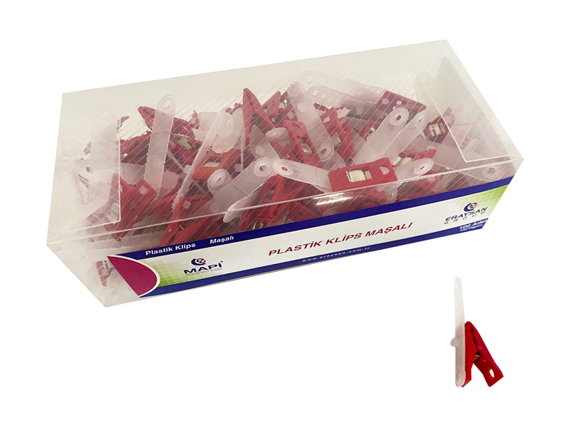 MAPİ PLASTİK KLİPS (MAŞALI) KIRMIZI 100 LÜ PAKET