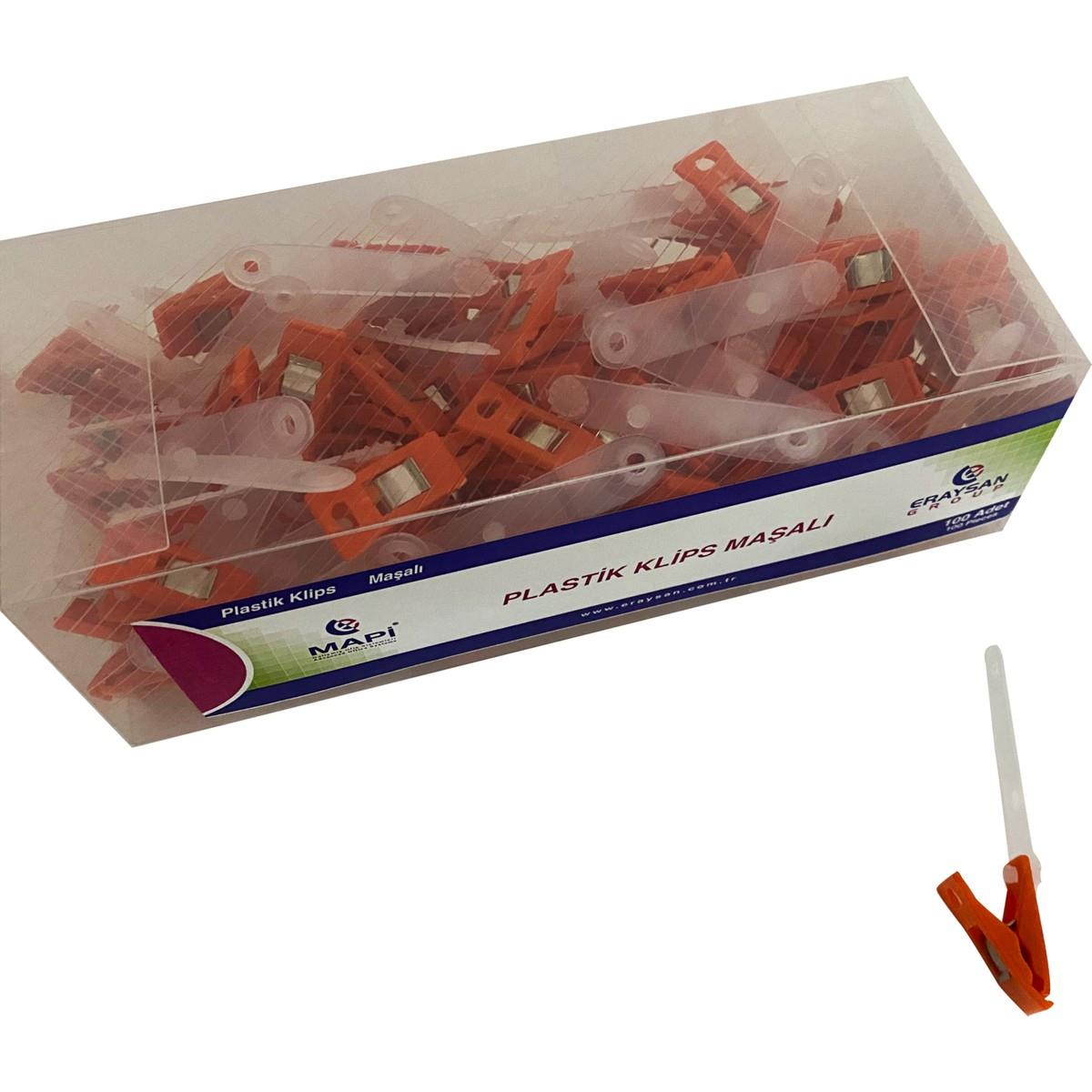 MAPİ PLASTİK KLİPS (MAŞALI) TURUNCU 100 LÜ PAKET