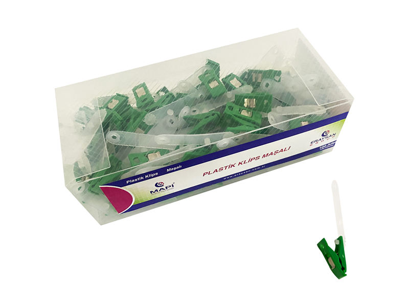 MAPİ PLASTİK KLİPS (MAŞALI) YEŞİL 100 LÜ PAKET