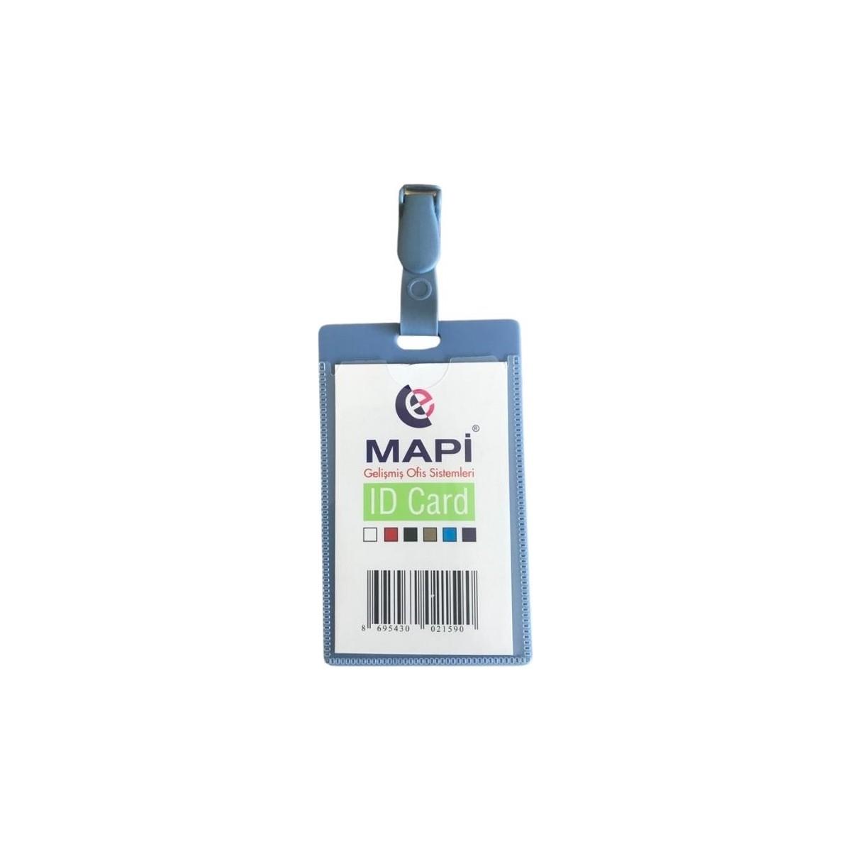 MAPİ PP KLİPSLİ DİKEY KART POŞETİ MAVİ 5 Lİ BLİSTERLI