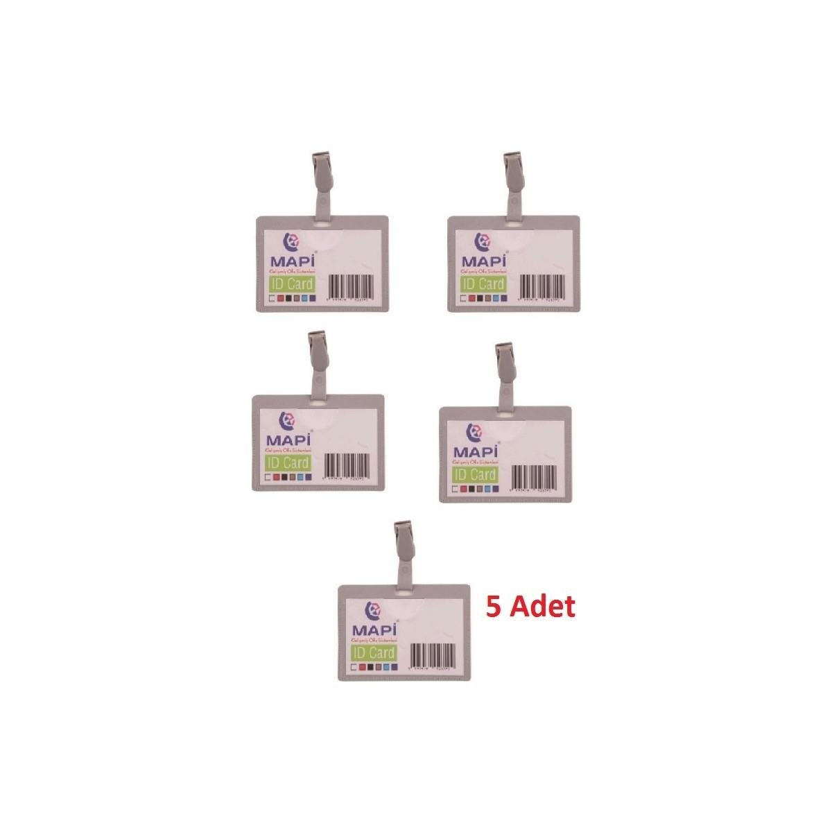 MAPİ PP KLİPSLİ YATAY KART POŞETİ GRİ 5 Lİ BLİSTERLI