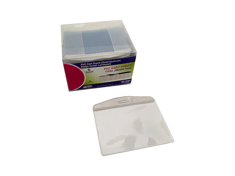 MAPİ PVC KART POŞETLERİ (OVAL) BEYAZ ŞERİTLİ 100'LÜ PAKET