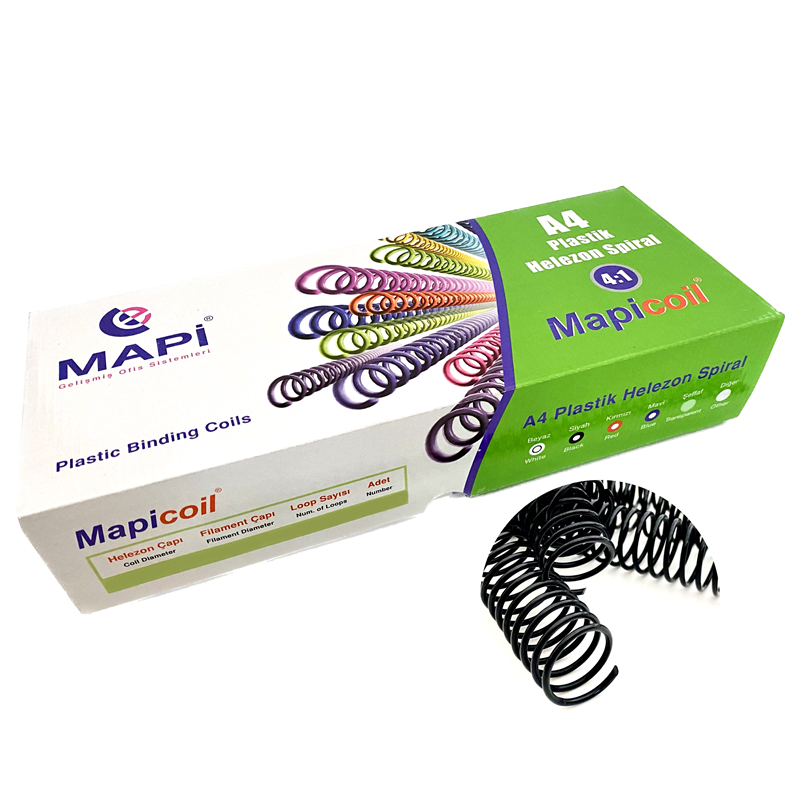 MAPİCOİL 4:1 PLASTİK HELEZON SPİRAL 6MM SİYAH 200 AD. 48 LOP
