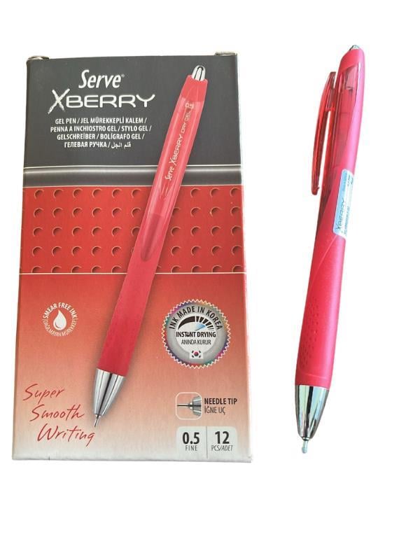 SERVE XBRGELI0.5-02 XBERRY JEL KALEM 05MM İĞNE UÇ KIRMIZI 12 Lİ