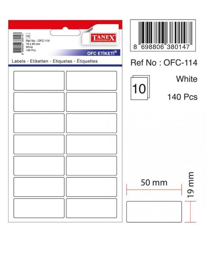 TANEX OFC-114 OFİS ETİKETİ 19X50 BEYAZ(140)