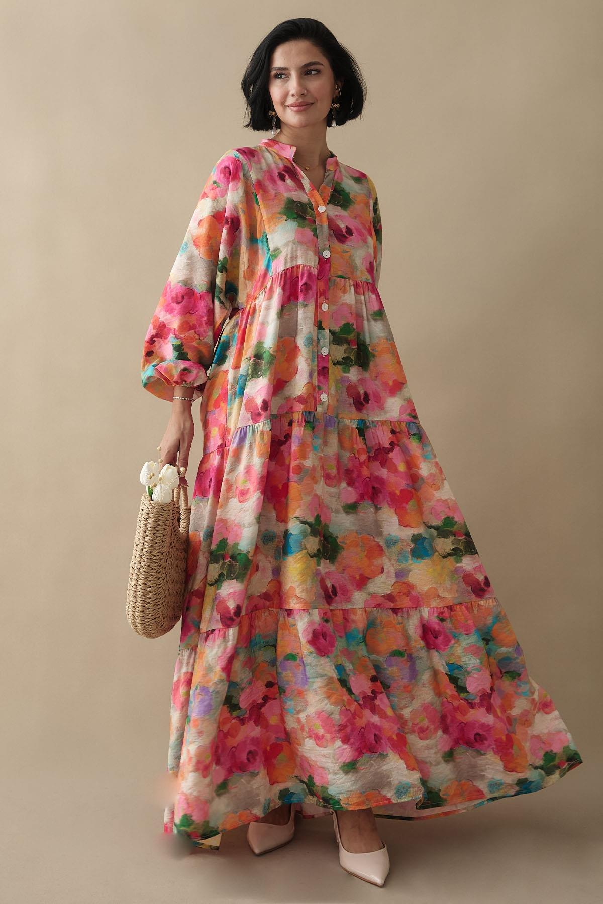 Dalia Pembe Mango Elbise