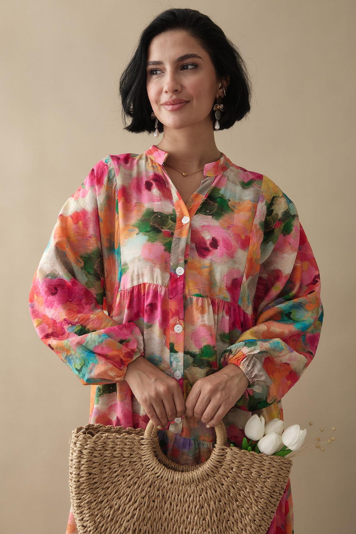 Dalia Pembe Mango Elbise