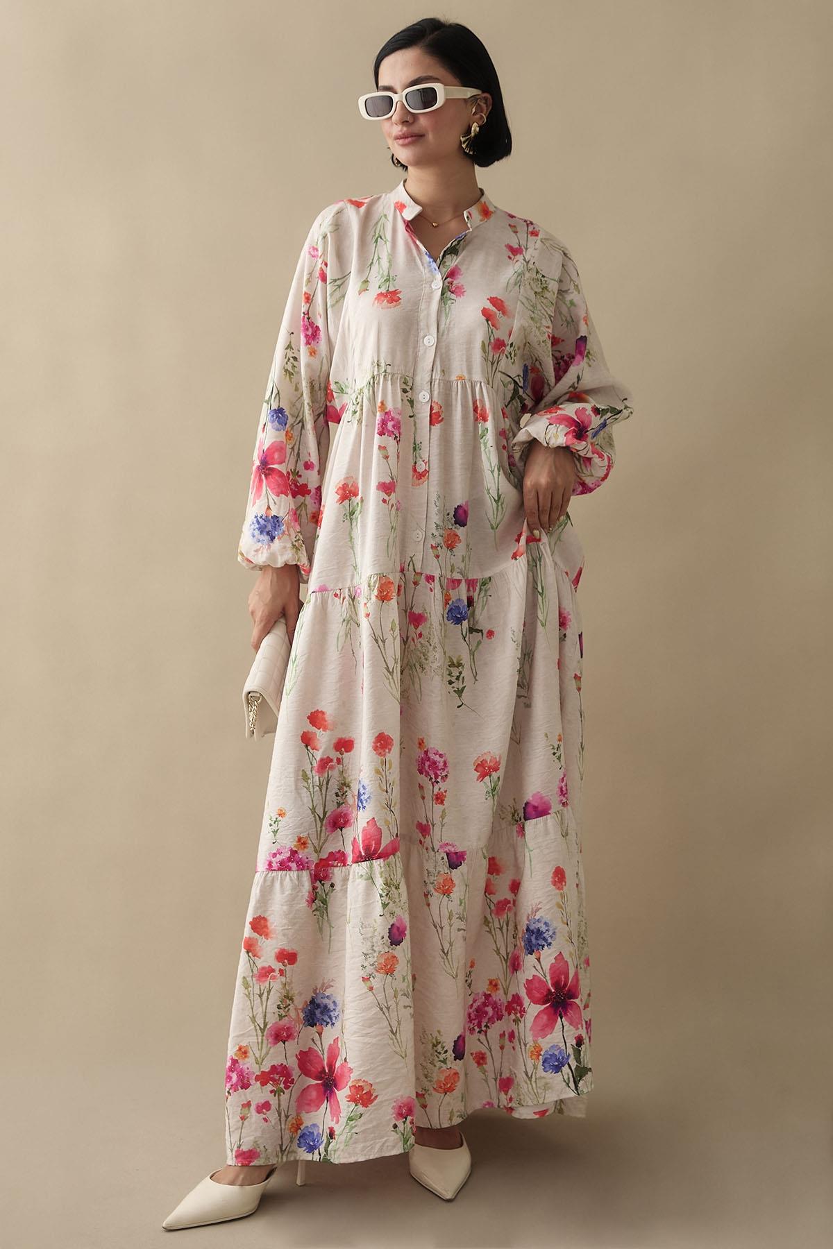 Gardenya Fuşya Mango Elbise