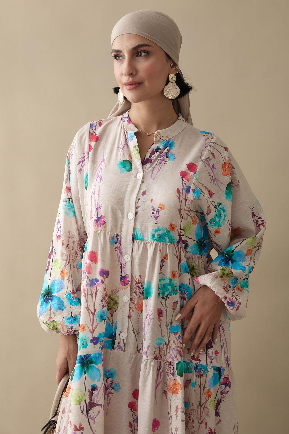 Gardenya Mavi Mango Elbise