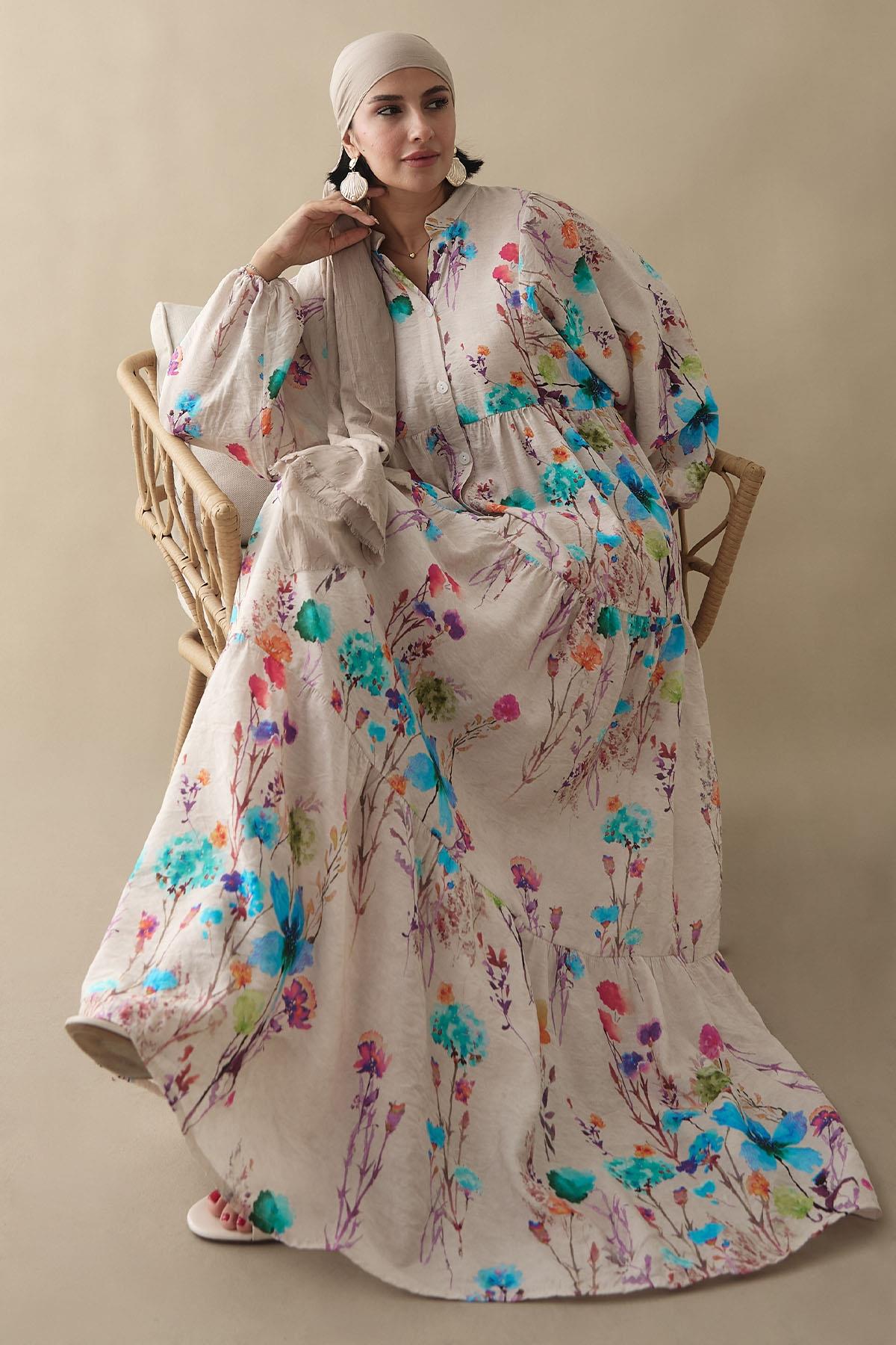 Gardenya Mavi Mango Elbise