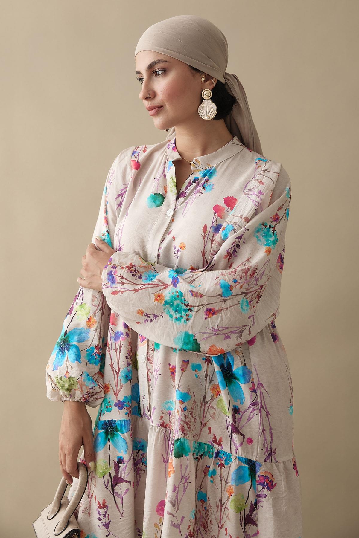 Gardenya Mavi Mango Elbise