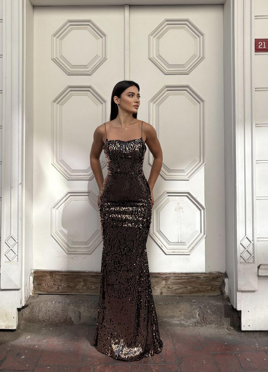 Trend Kadife Balık Elbise BAKIR 583220
