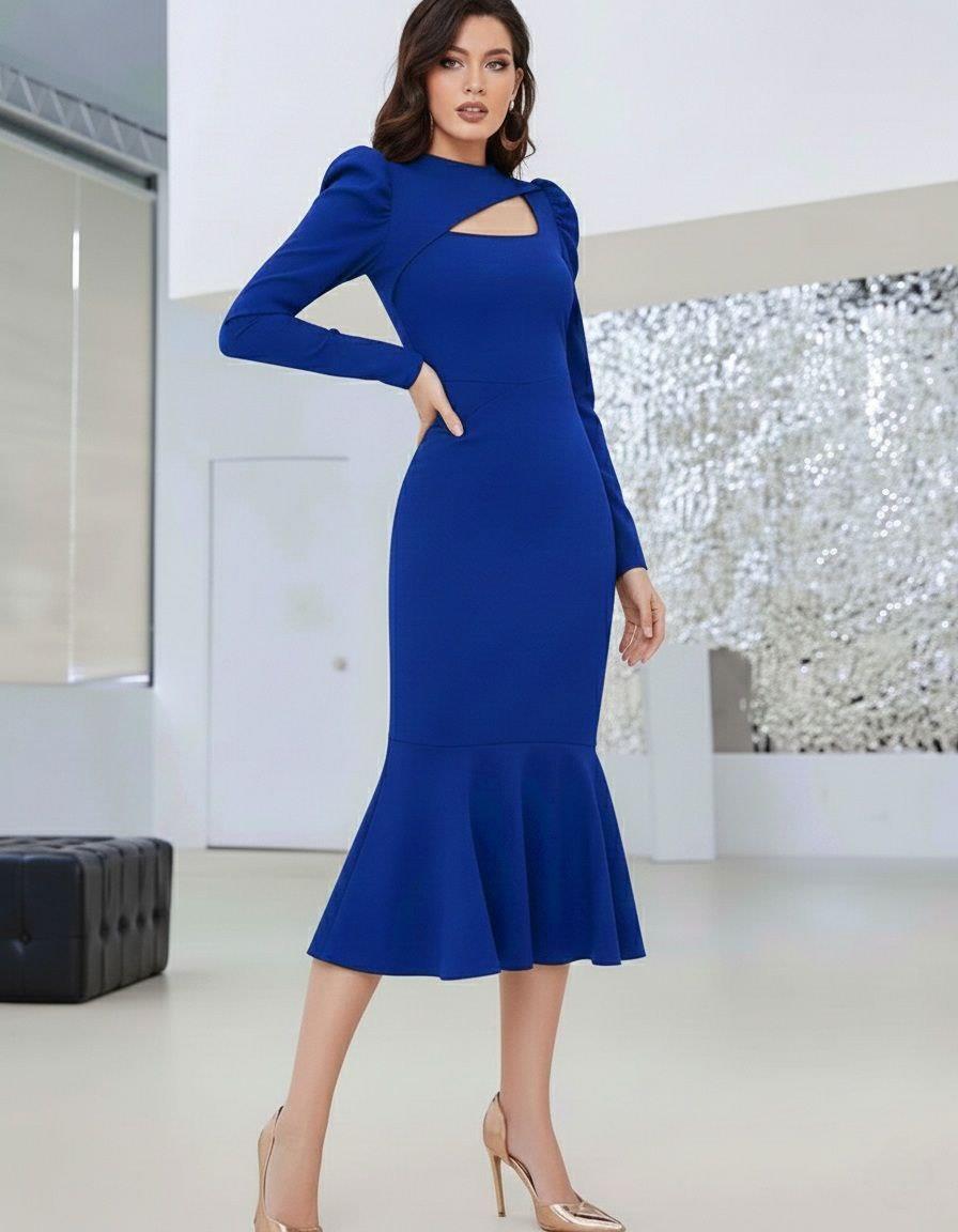 Uzun kollu Balık model elbise 581884 SAKS