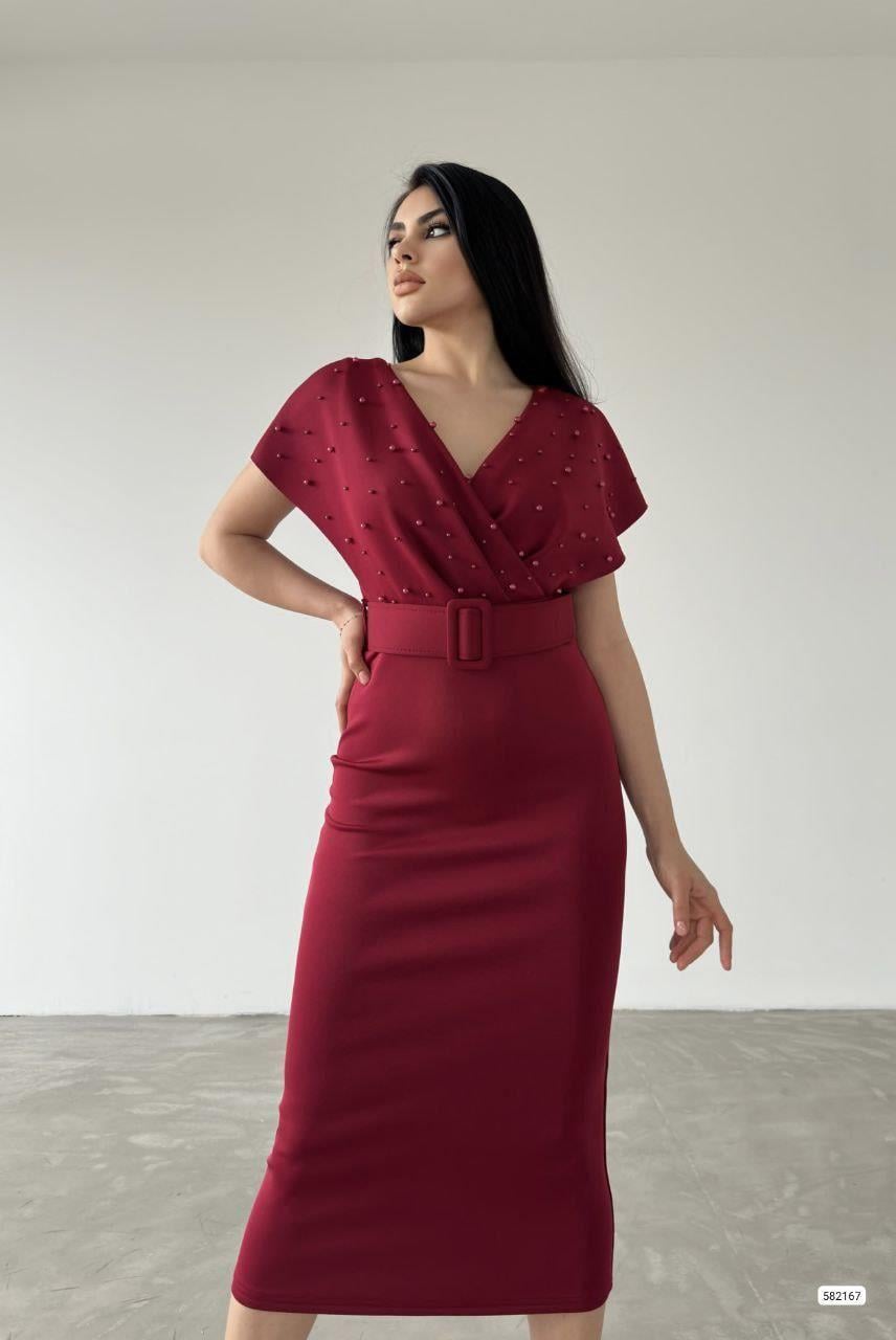 Viola inca Detay  Elbise Bordo 582167