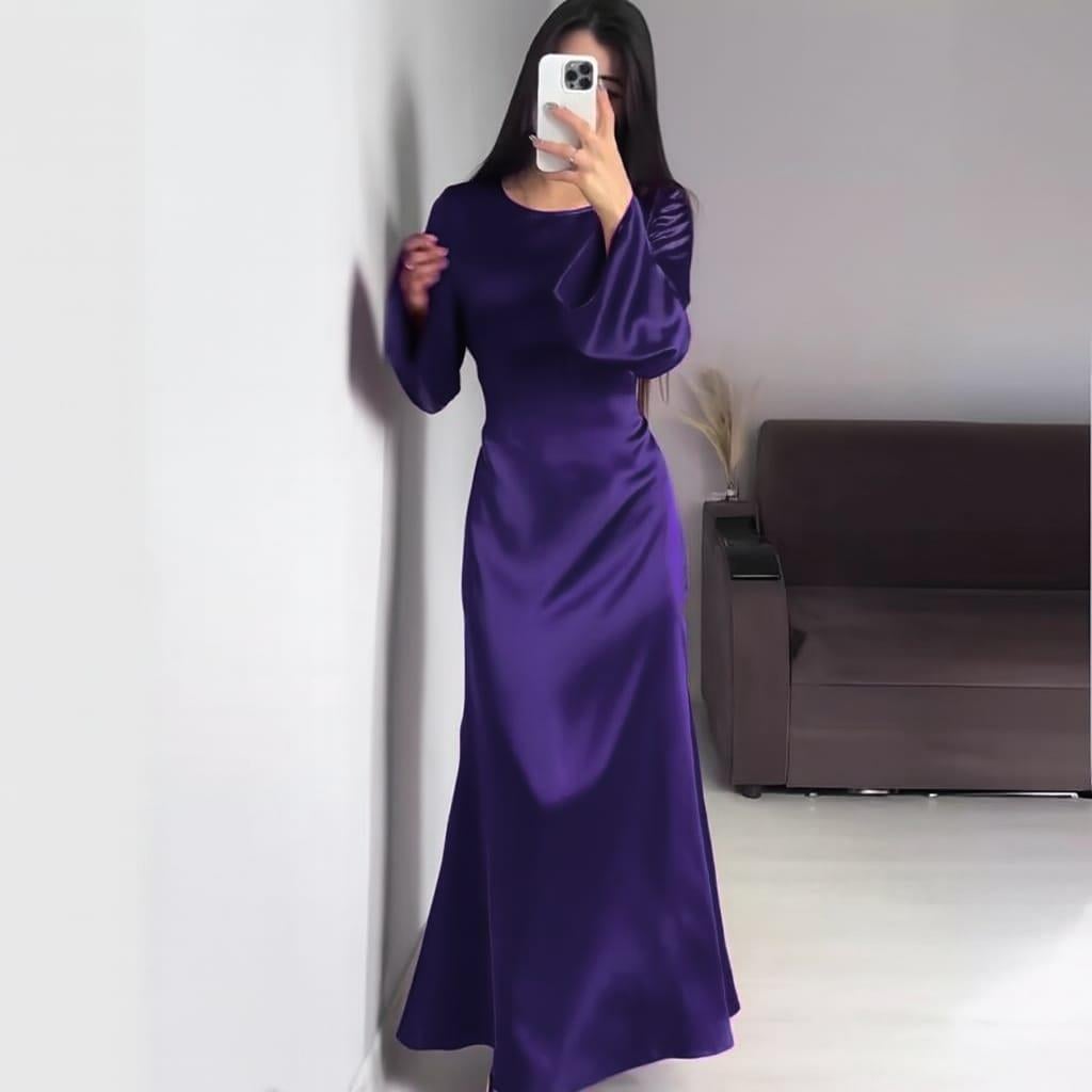 Arkadan İpli Tesettür Abiye MOR 583291