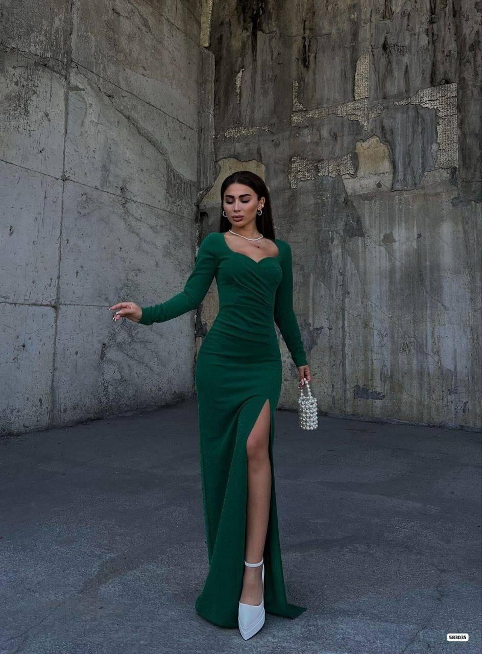 Davina Yırtmaç Detaylı Abiye 583035 Zümrüt