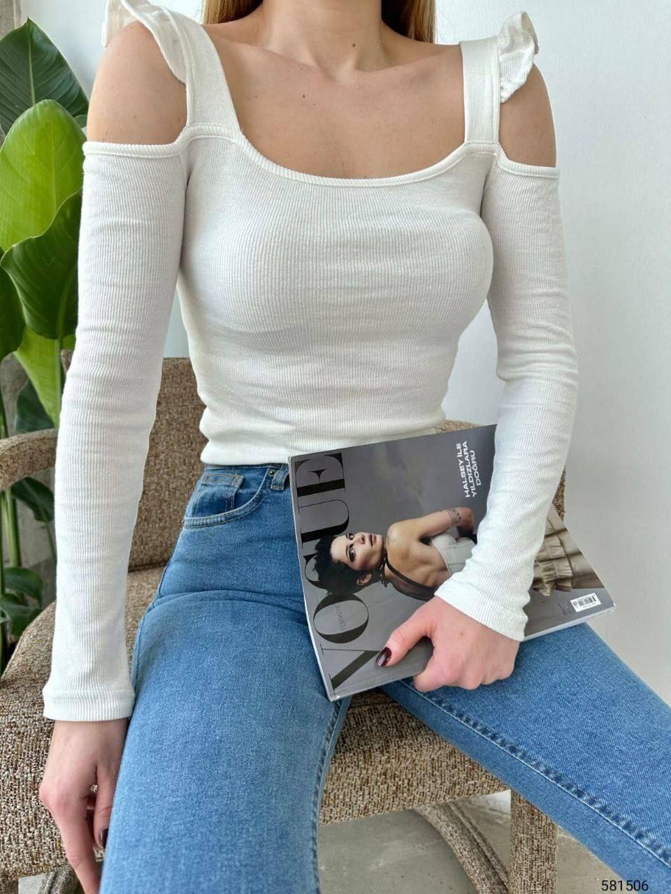 Esnek Kumaş Kaşkorse Bluz 581506 BEYAZ