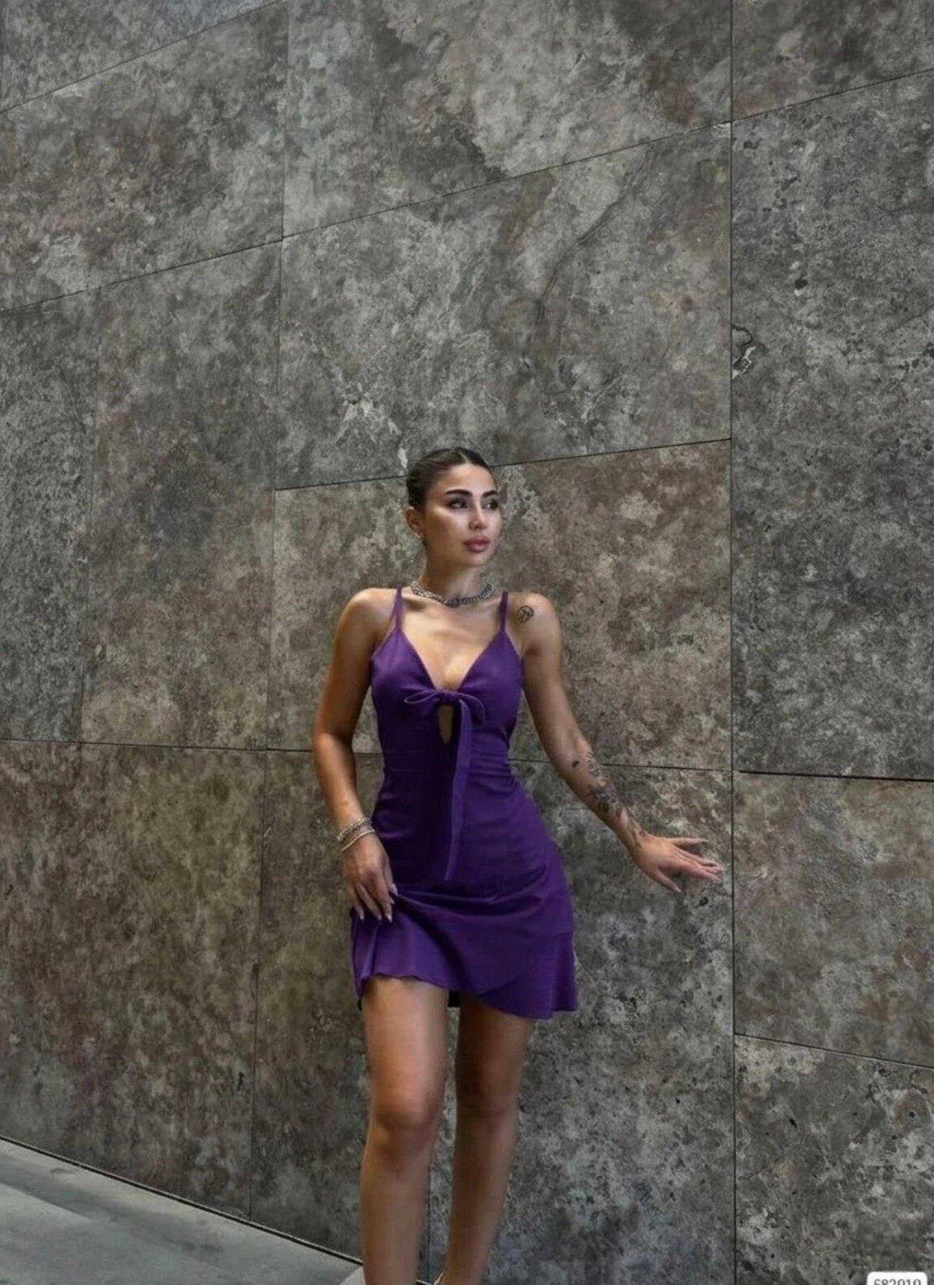 Mor İp Askılı Elbise - 582010