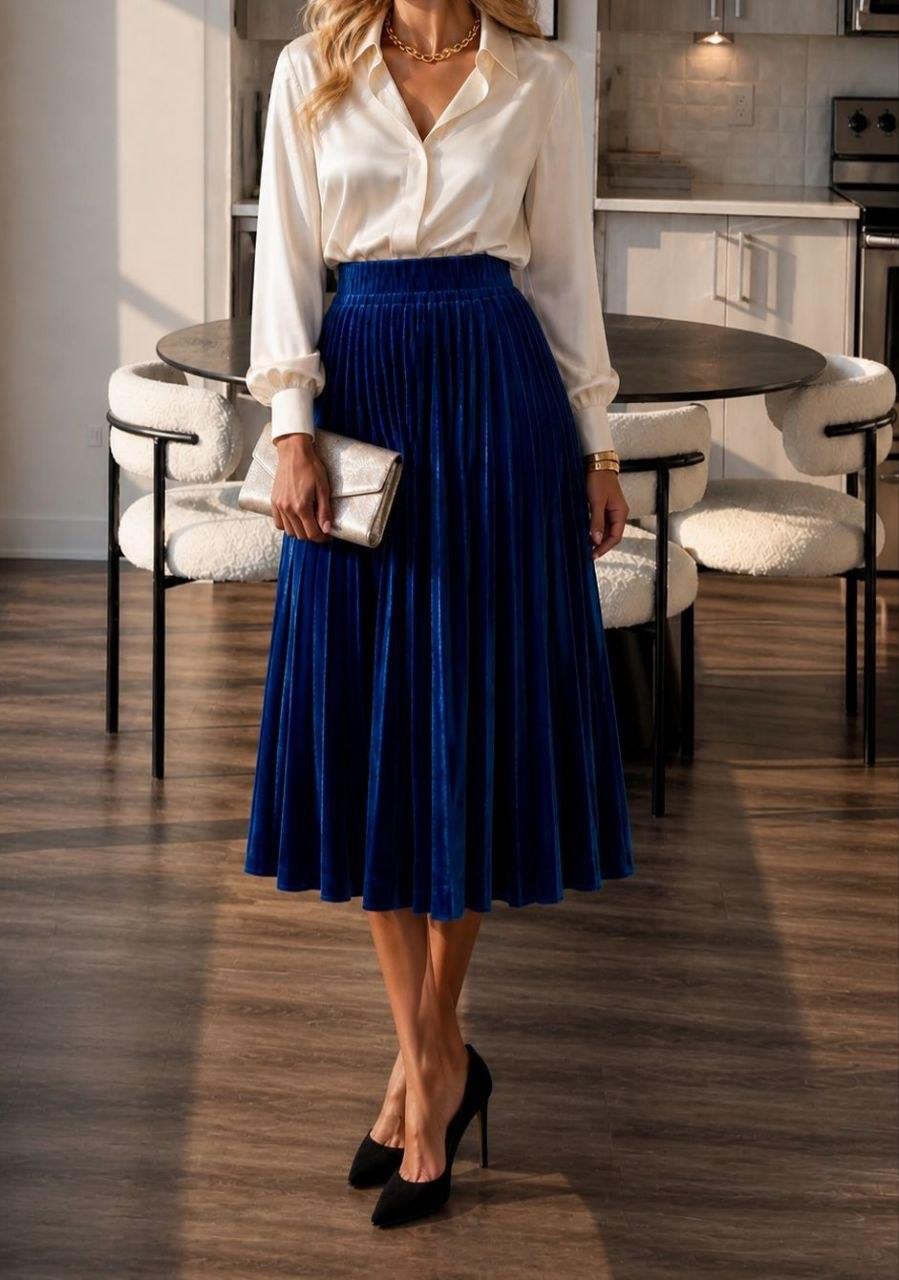 Saks Kadife Piliseli Etek 58652