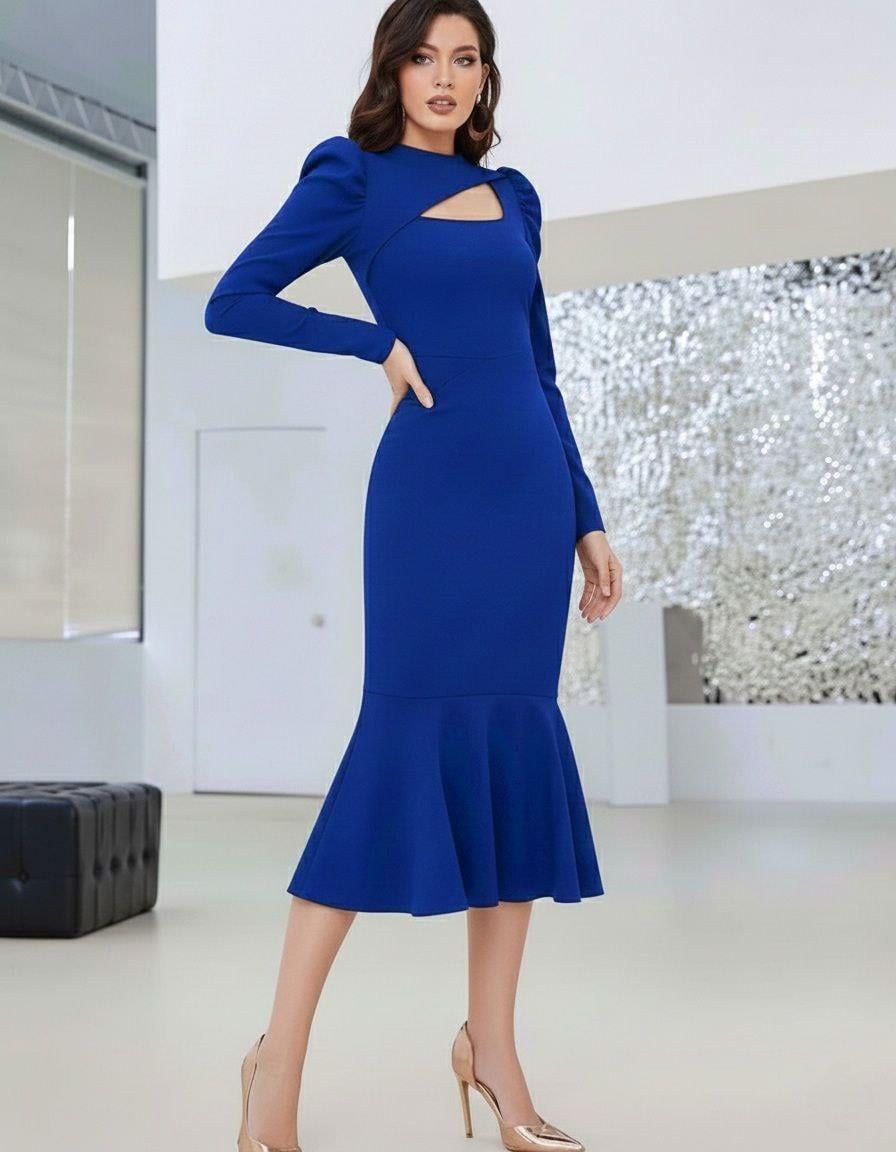 Uzun kollu Balık model elbise 581884 SAKS