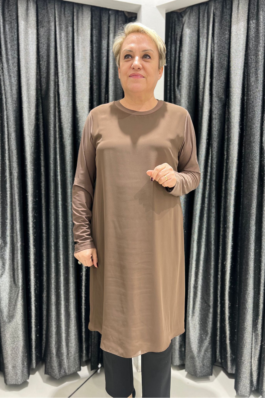 Selma Büyük Beden 100 cm Uzun Kol İçlik/Tunik