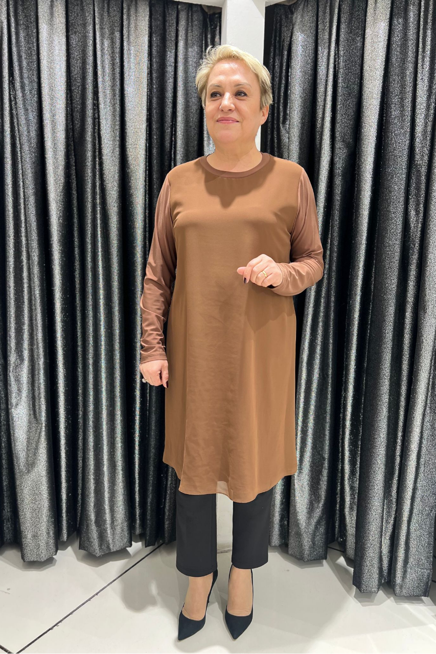 Selma Büyük Beden 100 cm Uzun Kol İçlik/Tunik