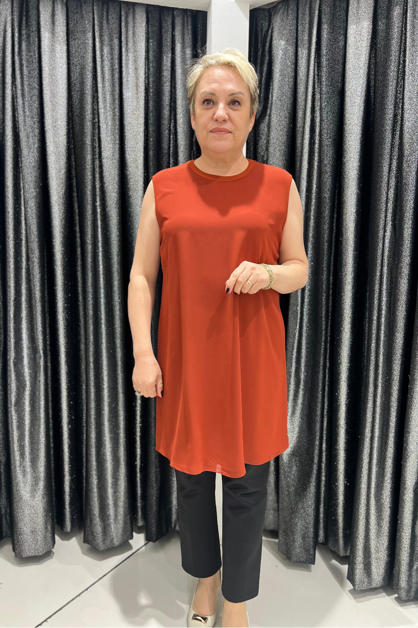 Selma Büyük Beden 90cm Kolsuz İçlik/Tunik