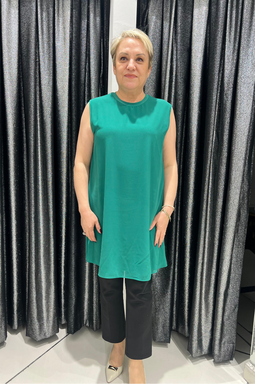 Selma Büyük Beden 90cm Kolsuz İçlik/Tunik