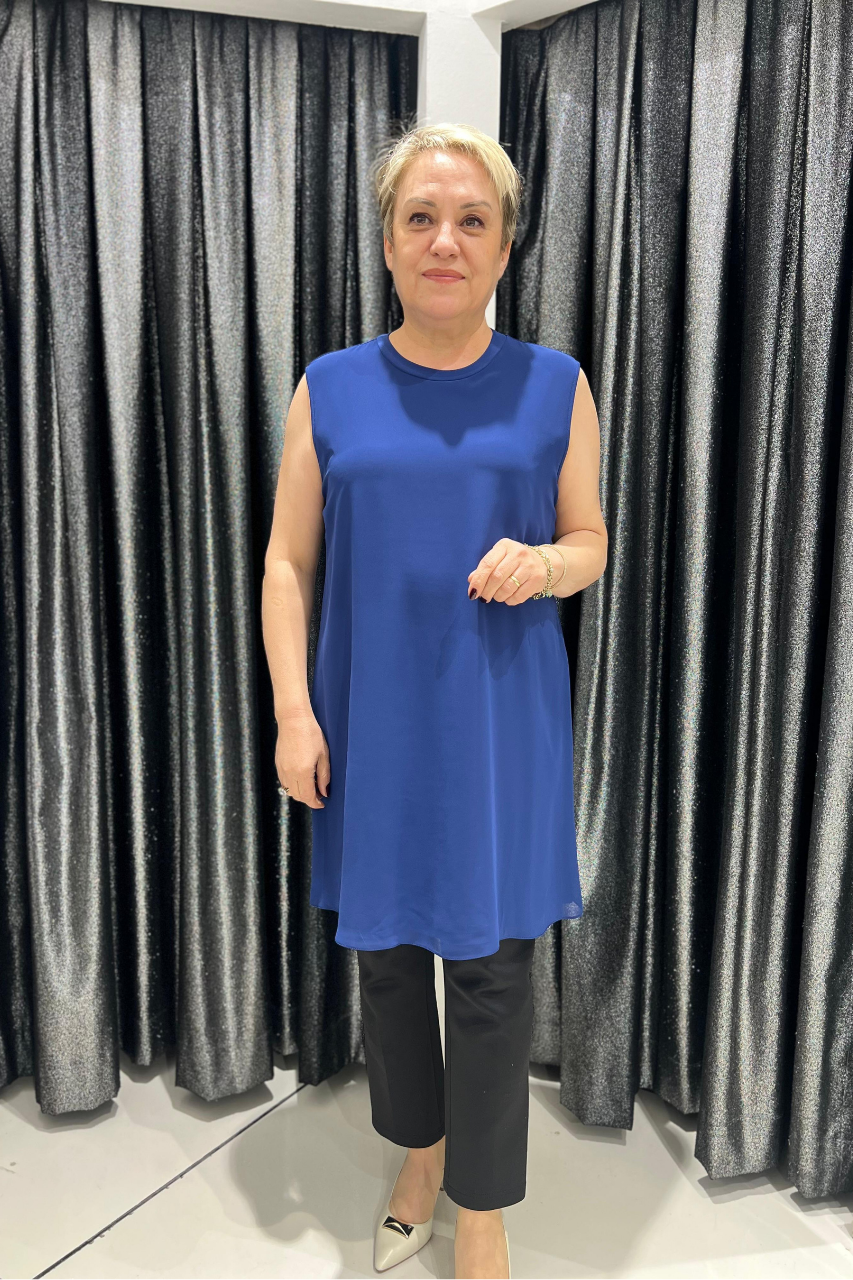 Selma Büyük Beden 90cm Kolsuz İçlik/Tunik