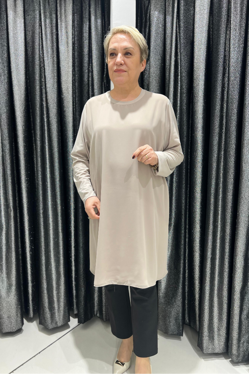 Selma Büyük Beden 90cm Uzun Kol İçlik/Tunik