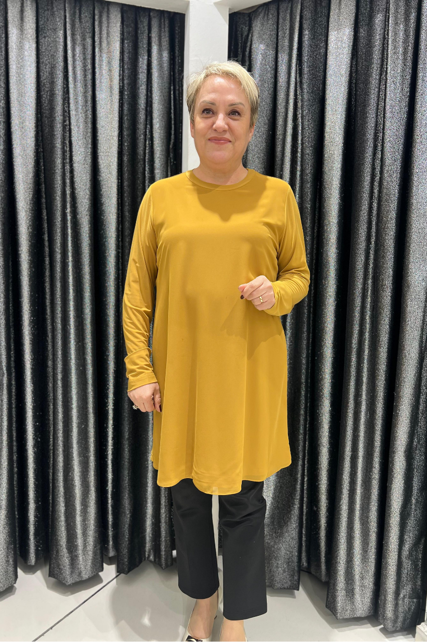 Selma Büyük Beden 90cm Uzun Kol İçlik/Tunik