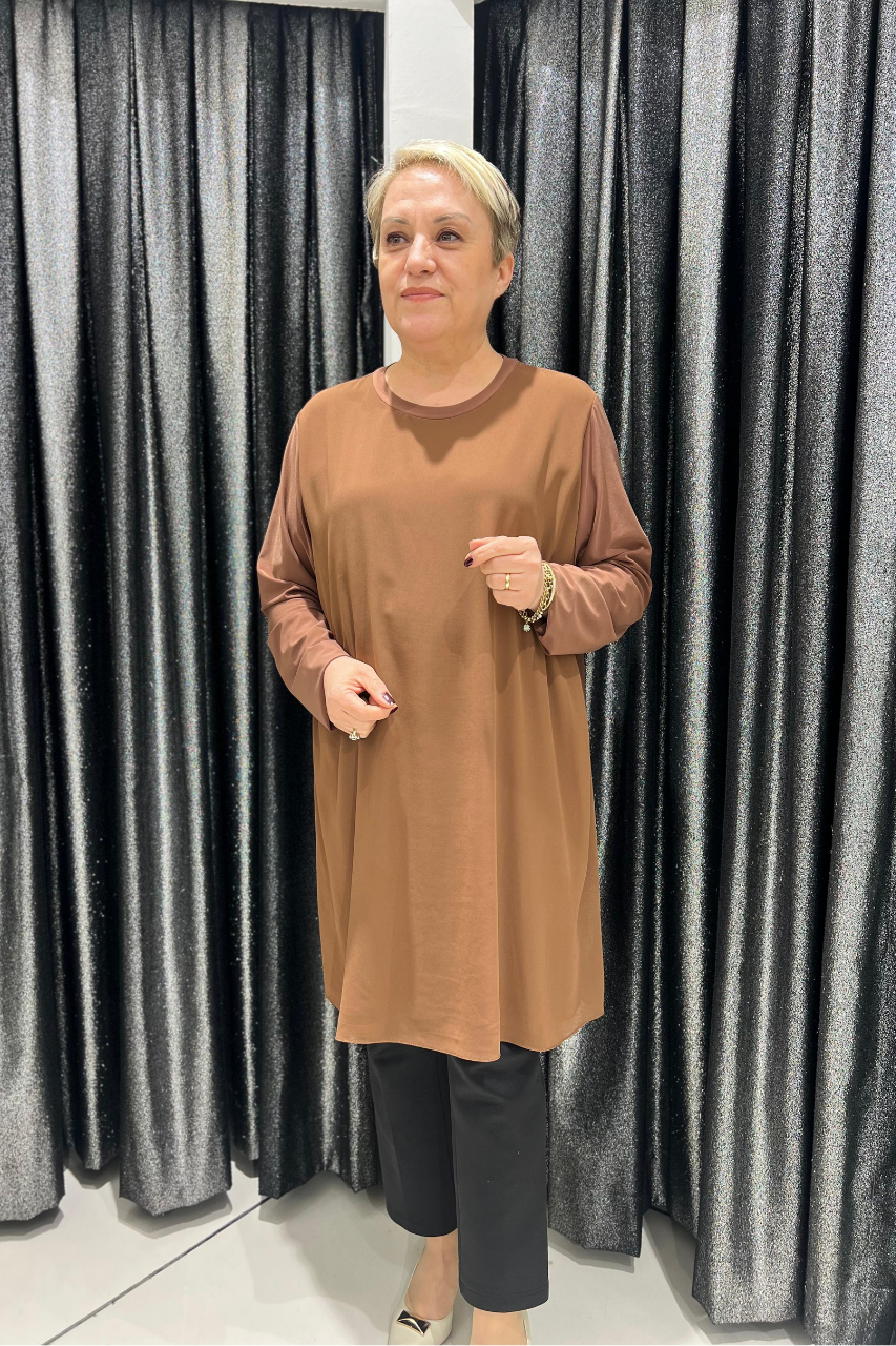 Selma Büyük Beden 90cm Uzun Kol İçlik/Tunik