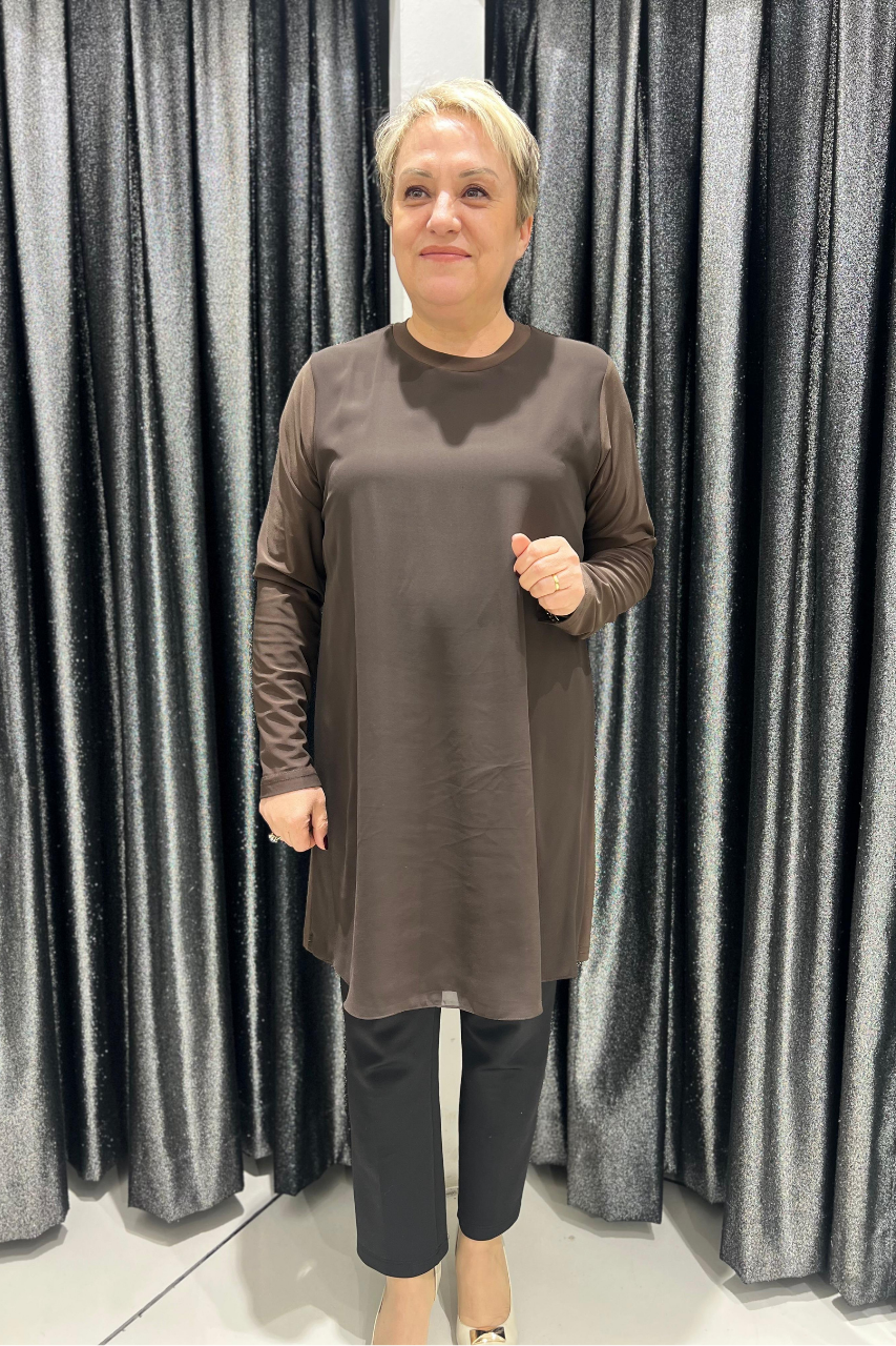 Selma Büyük Beden 90cm Uzun Kol İçlik/Tunik