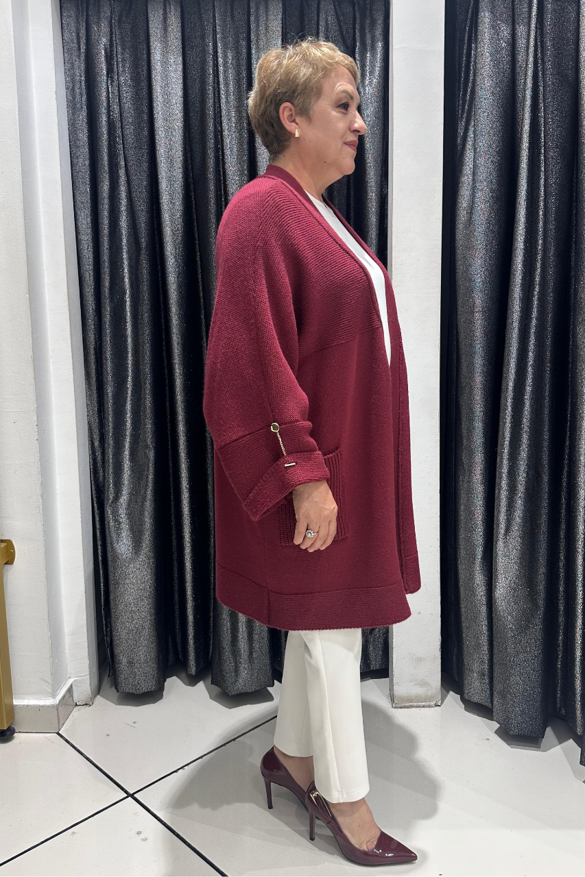 Selma Büyük Beden Açık Ön Cepli Triko Hırka