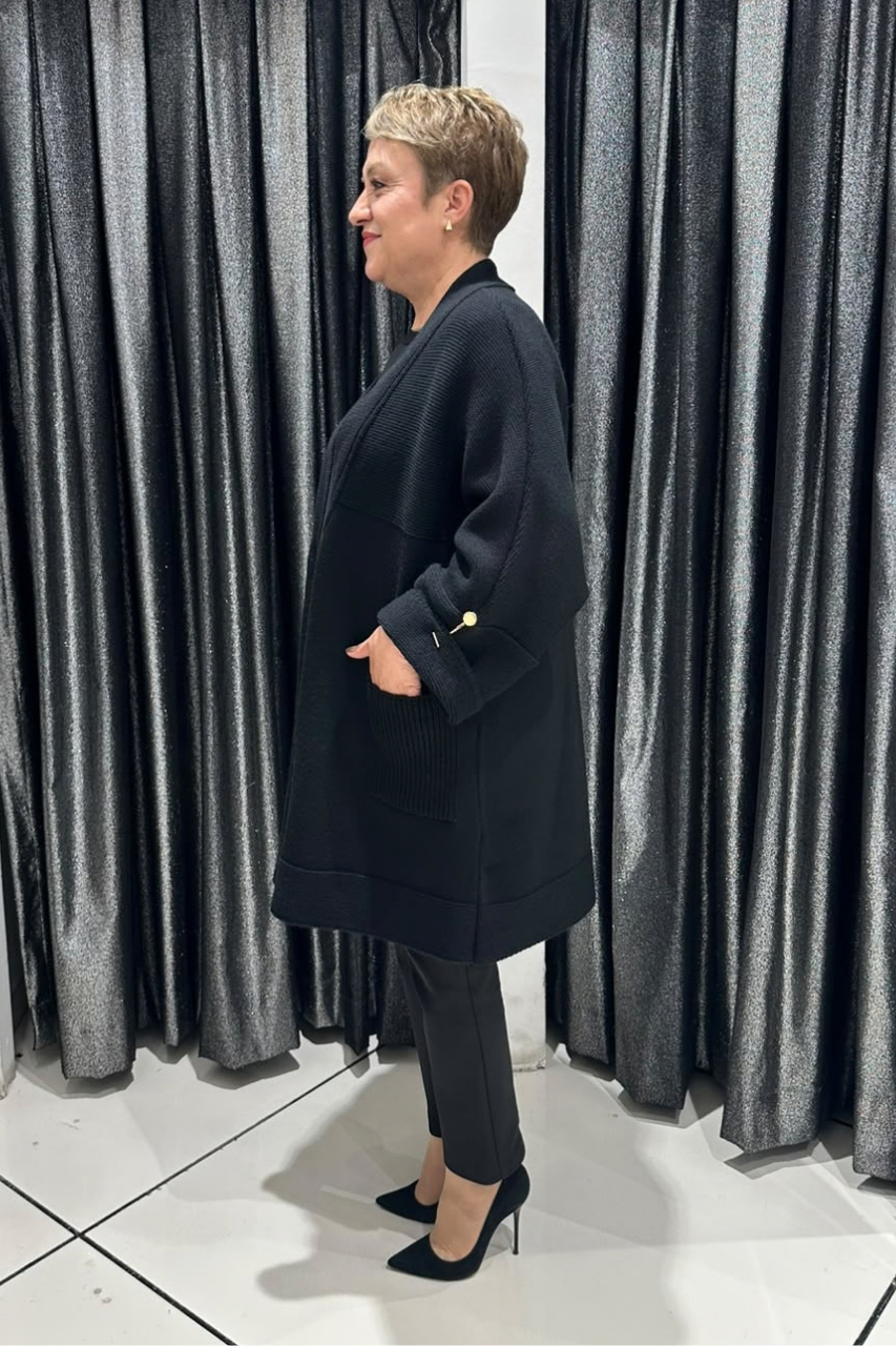 Selma Büyük Beden Açık Ön Cepli Triko Hırka