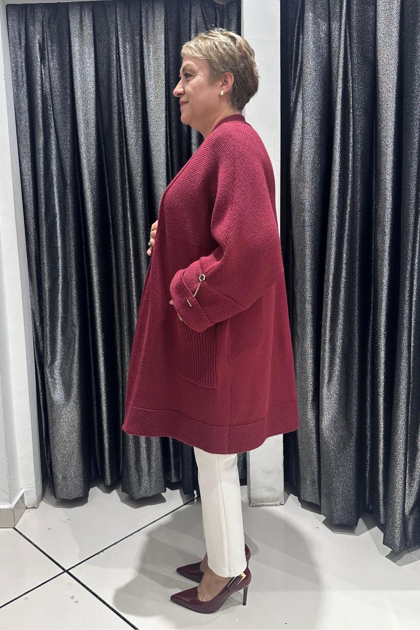 Selma Büyük Beden Açık Ön Cepli Triko Hırka