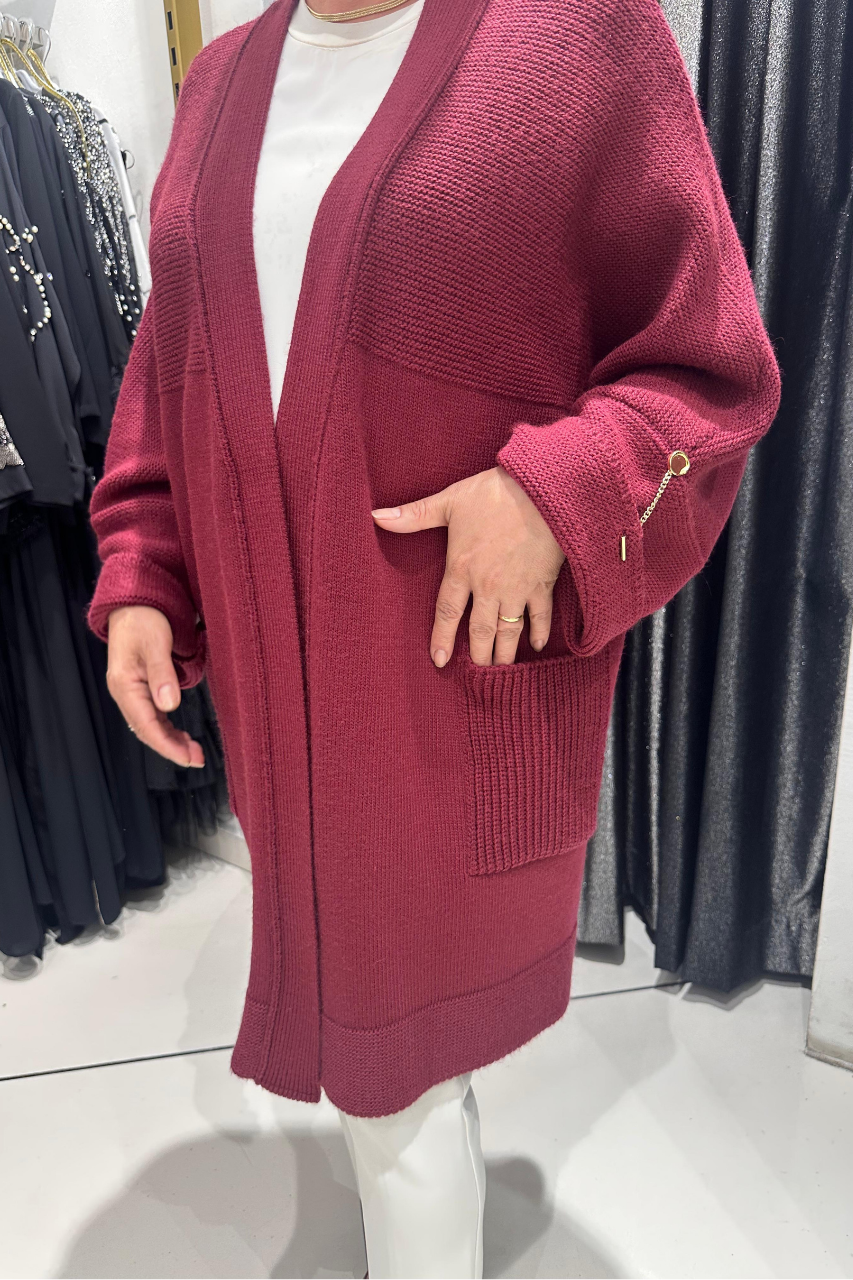 Selma Büyük Beden Açık Ön Cepli Triko Hırka