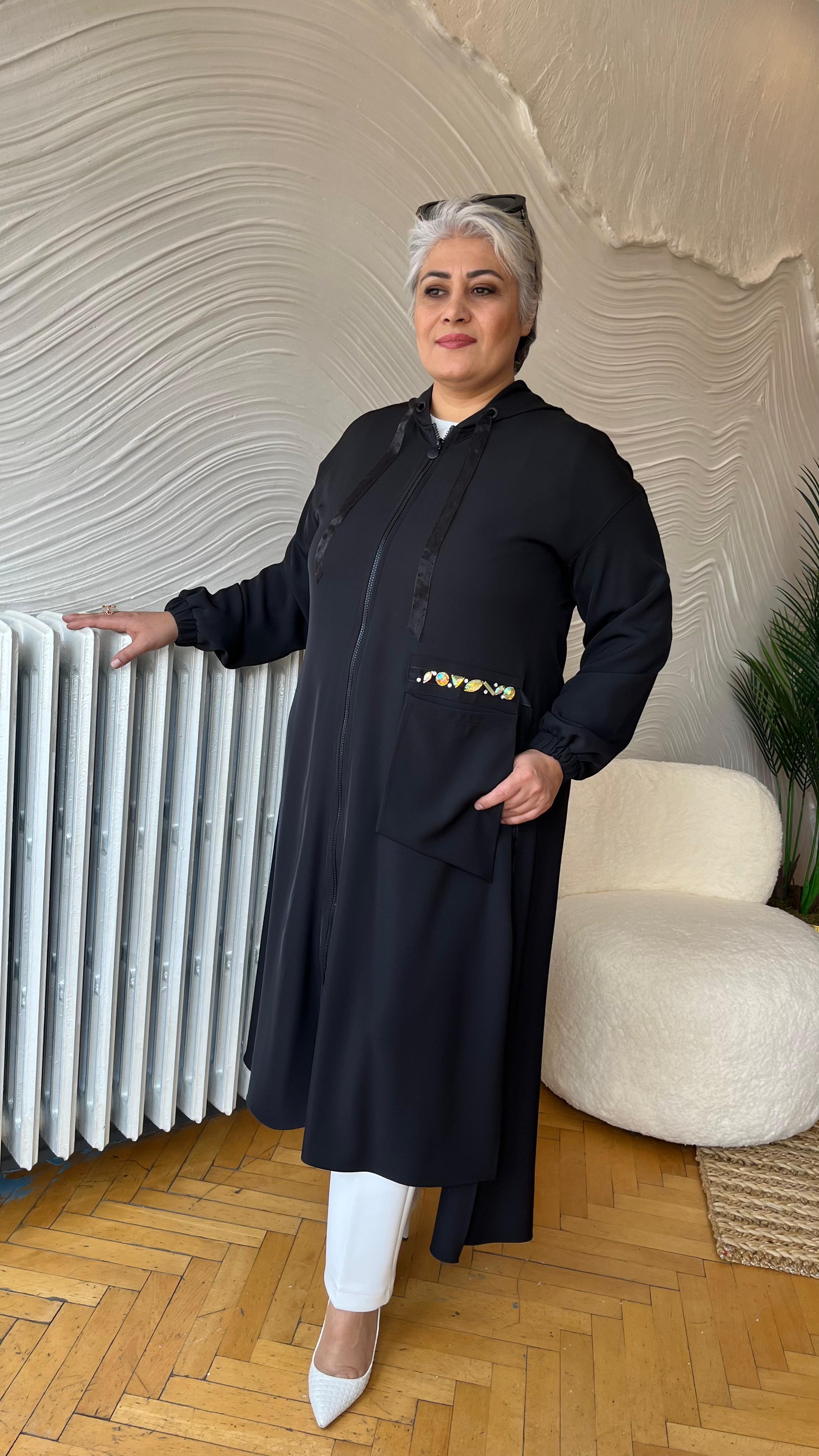 SELMA BÜYÜK BEDEN ASİMETRİK KESİM SALAŞ KAP