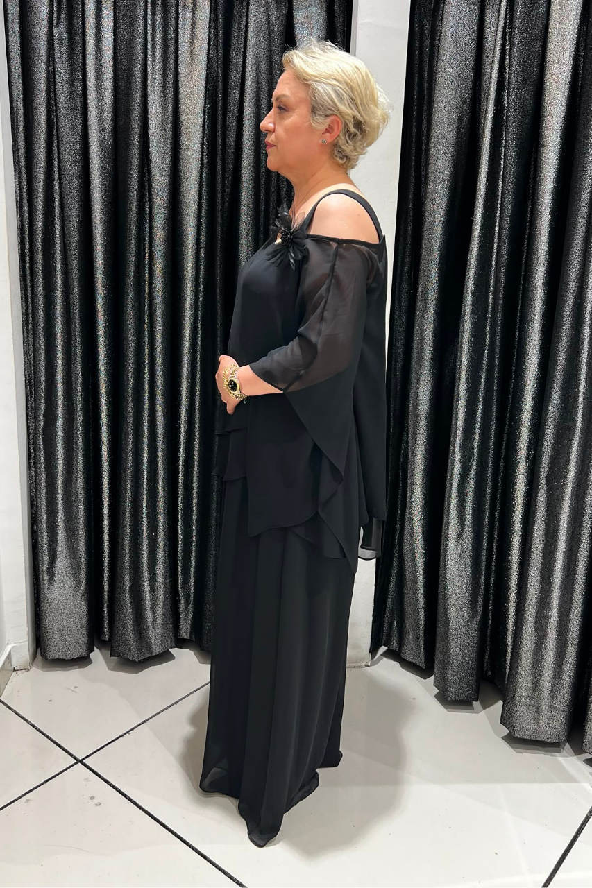 Selma Büyük Beden Asimetrik Kesim Şifon Takım
