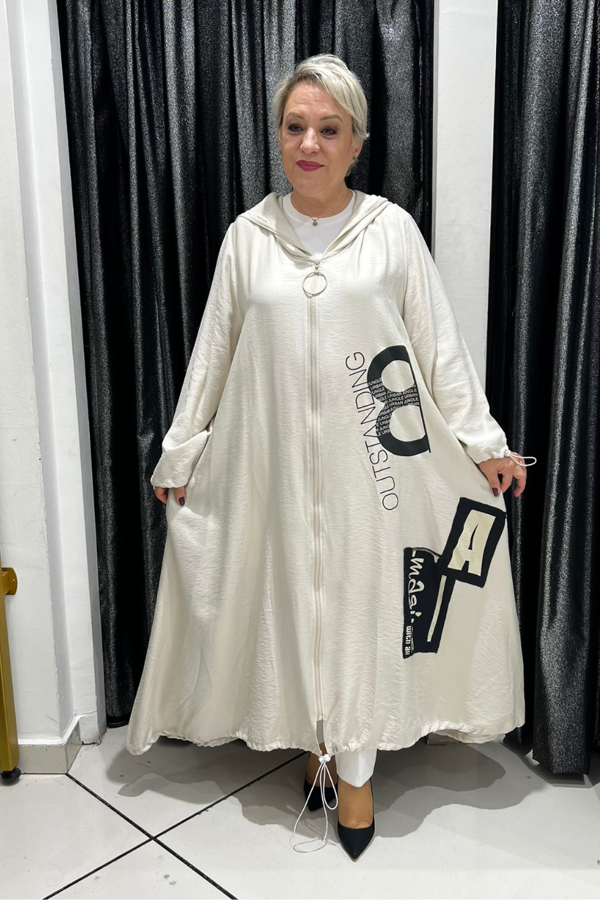 Selma Büyük Beden Baskı Detaylı Kap