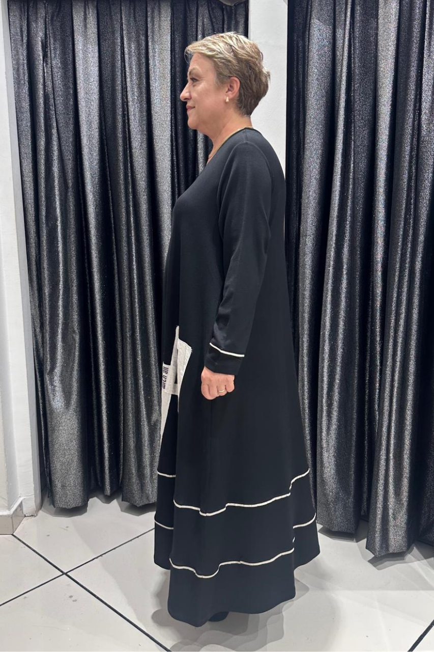 Selma Büyük Beden Baskı Detaylı Rahat Kalıp Elbise