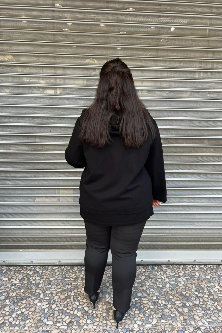 Selma Büyük Beden Boncuk İşlemeli Kapüşonlu Hırka