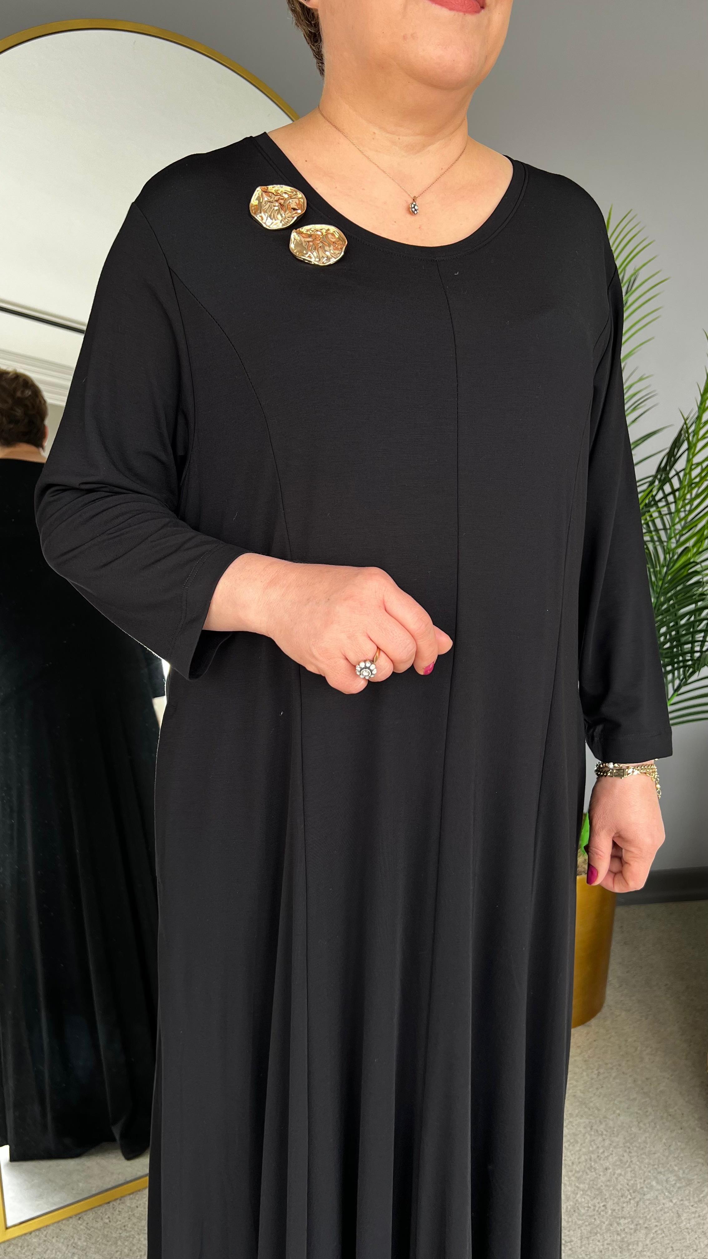 Selma Büyük Beden Broşlu Elbise