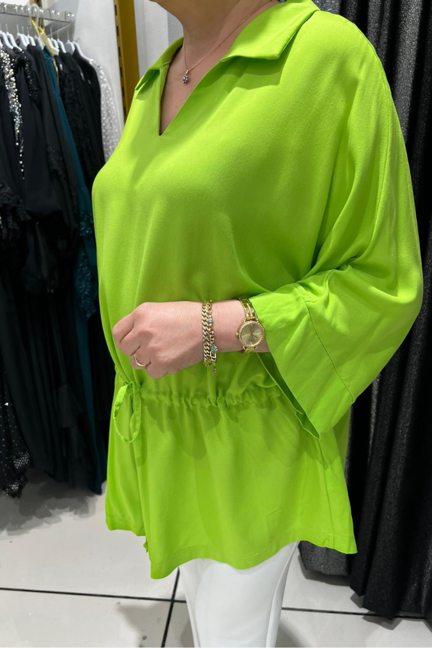Selma Büyük Beden Büzgü Detaylı Bluz